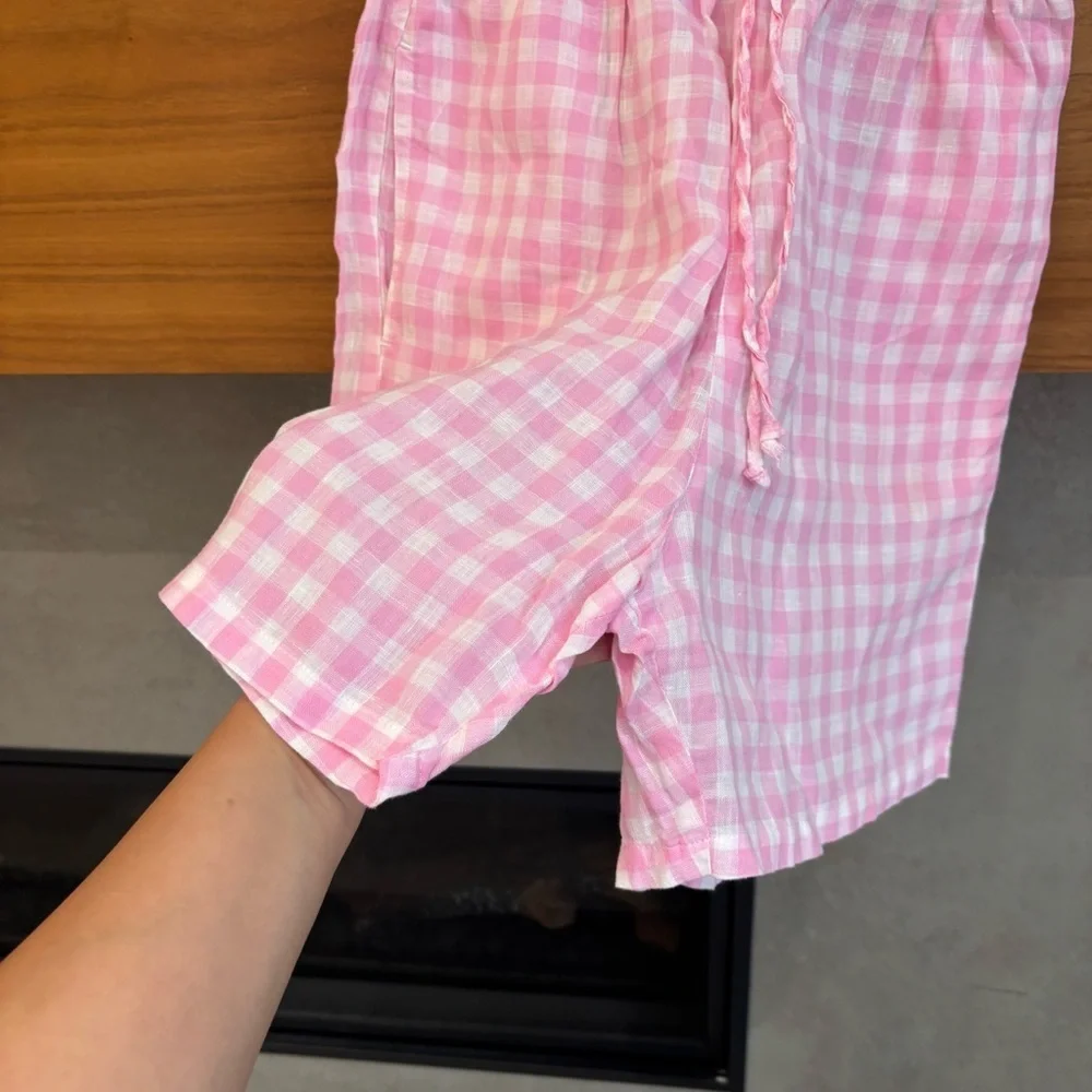 FRANKIES‎ BIKINIS Lou Gingham Shorts In Pink, Size S